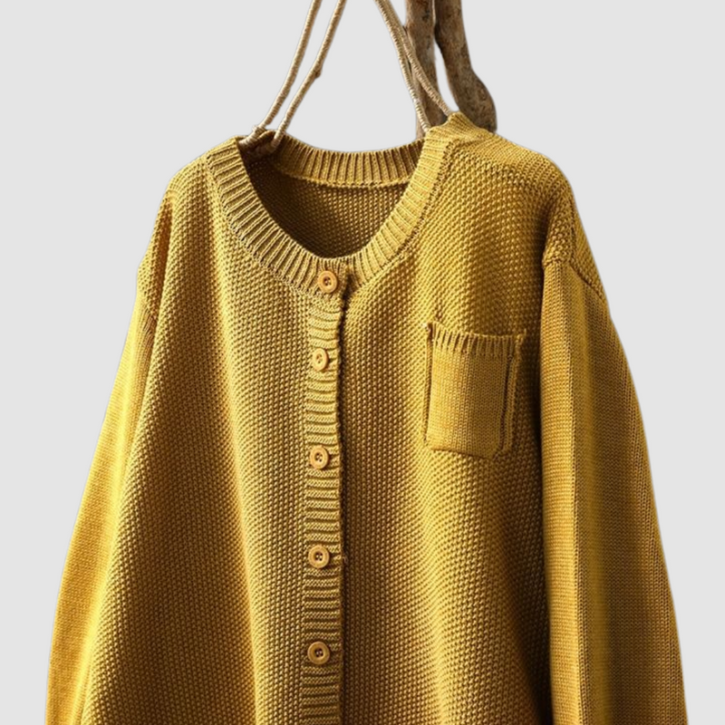Léa Cozy Knit Cardigan in Yellow, view 3