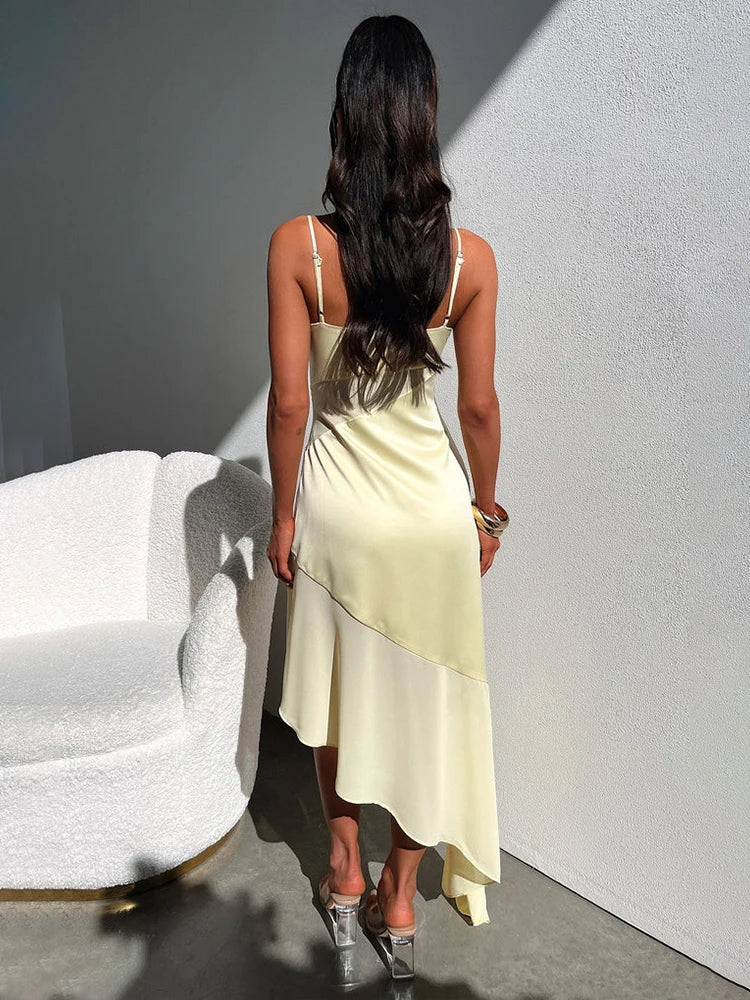 Pauline Satin Midi Dress in Black, view 4