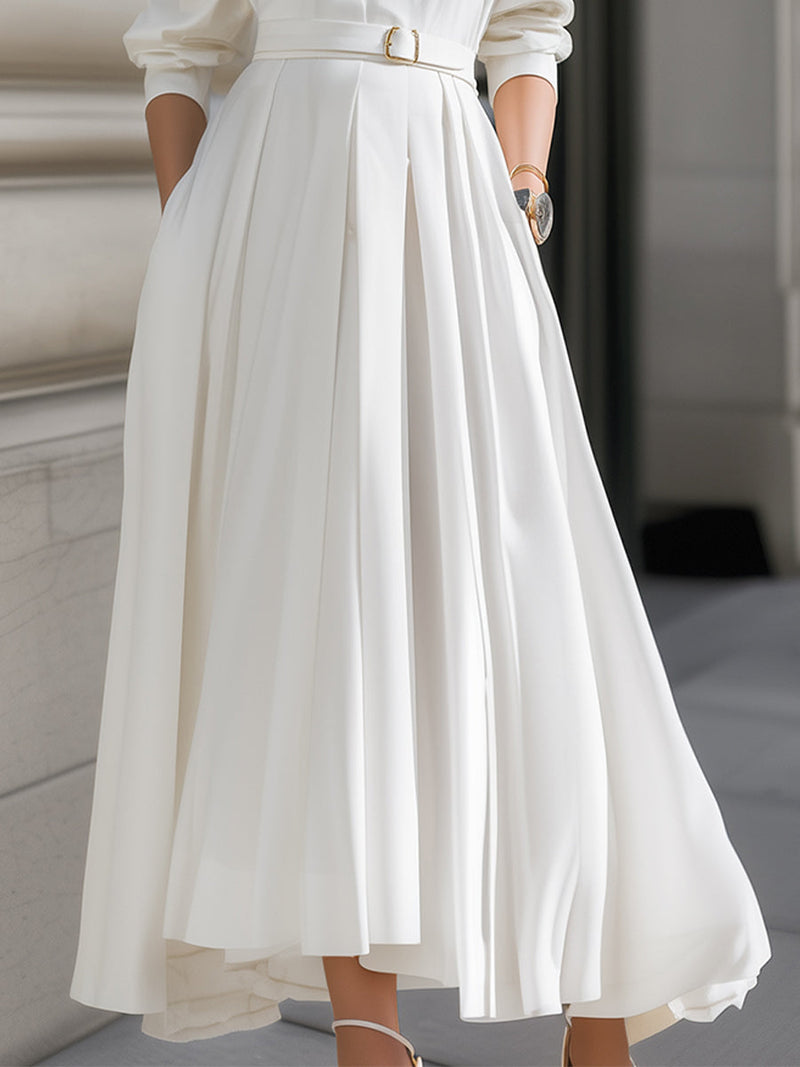 Nathalie Belted Shirt Dress in White, view 3