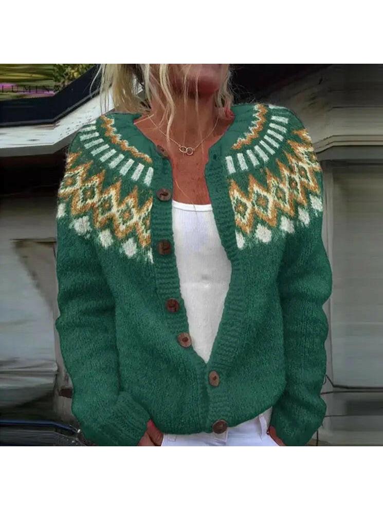 Hélène Knit Cardigan in Green, view 2