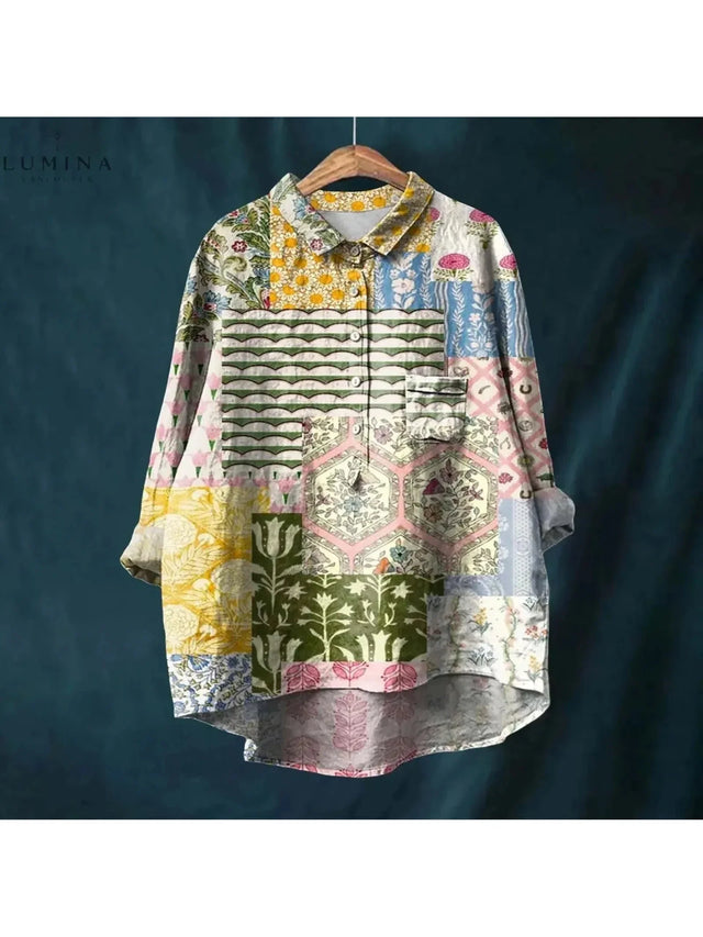 Renée Floral Print Shirt in Gray, view 1
