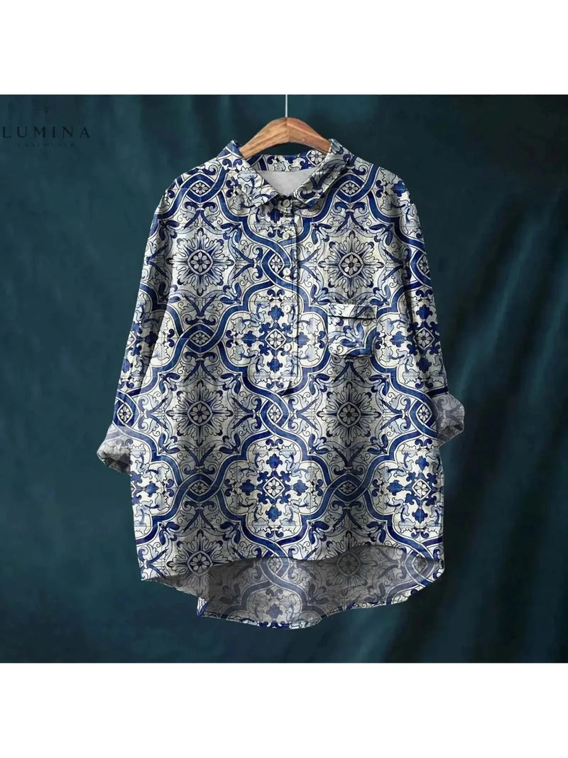 Renée Floral Print Shirt in Gray, view 4