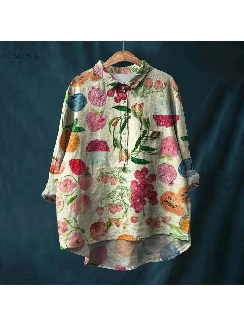 Renée Floral Print Shirt in Gray, view 6