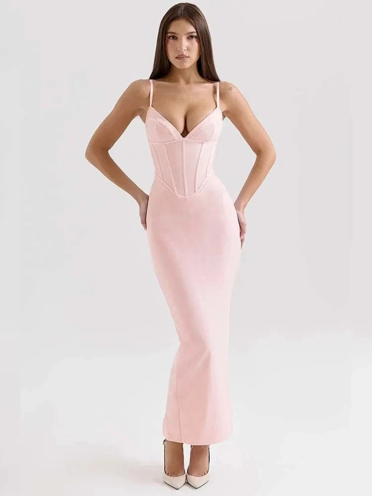 Perrine Bodycon Dress with Corset Bodice in Pink, view 4
