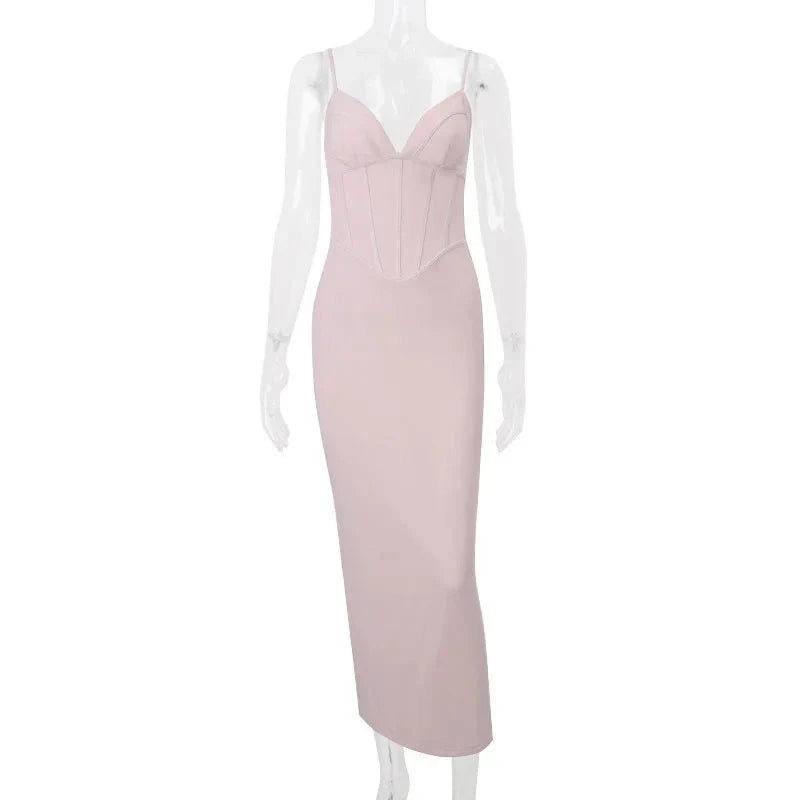 Perrine Bodycon Dress with Corset Bodice in Pink, view 5