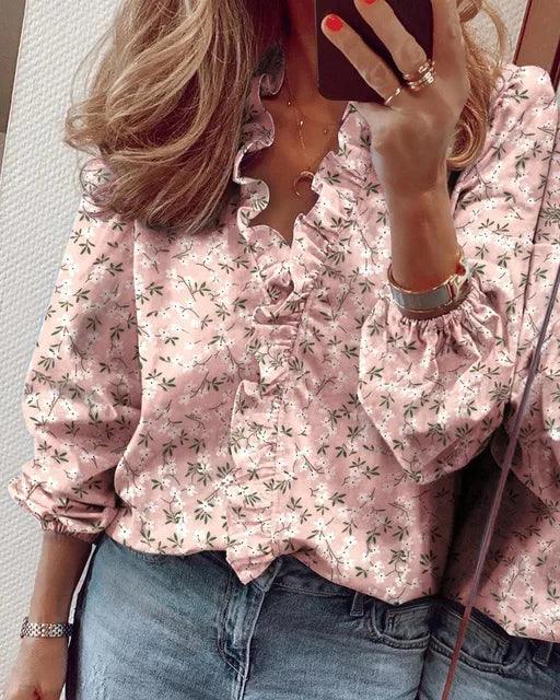 Victoire Ruffle Detail Blouse in Blue, view 2