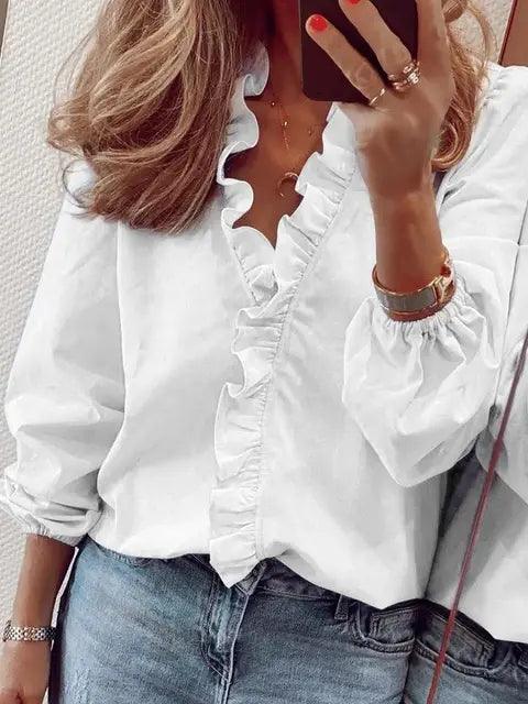 Victoire Ruffle Detail Blouse in Blue, view 4