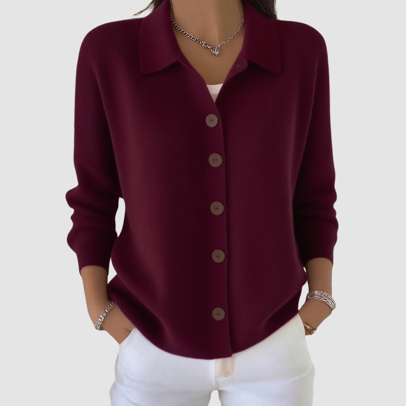 Juliette Button-Up Knit Cardigan in Orange, view 4