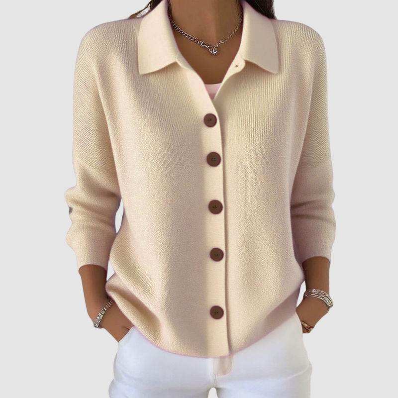 Juliette Button-Up Knit Cardigan in Orange, view 5