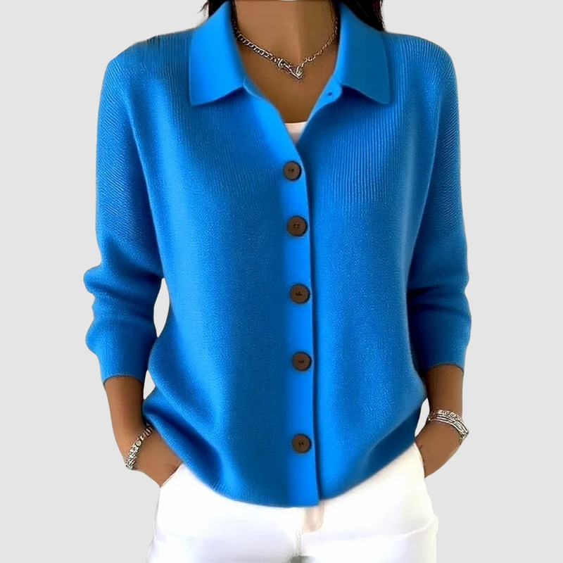 Juliette Button-Up Knit Cardigan in Orange, view 6