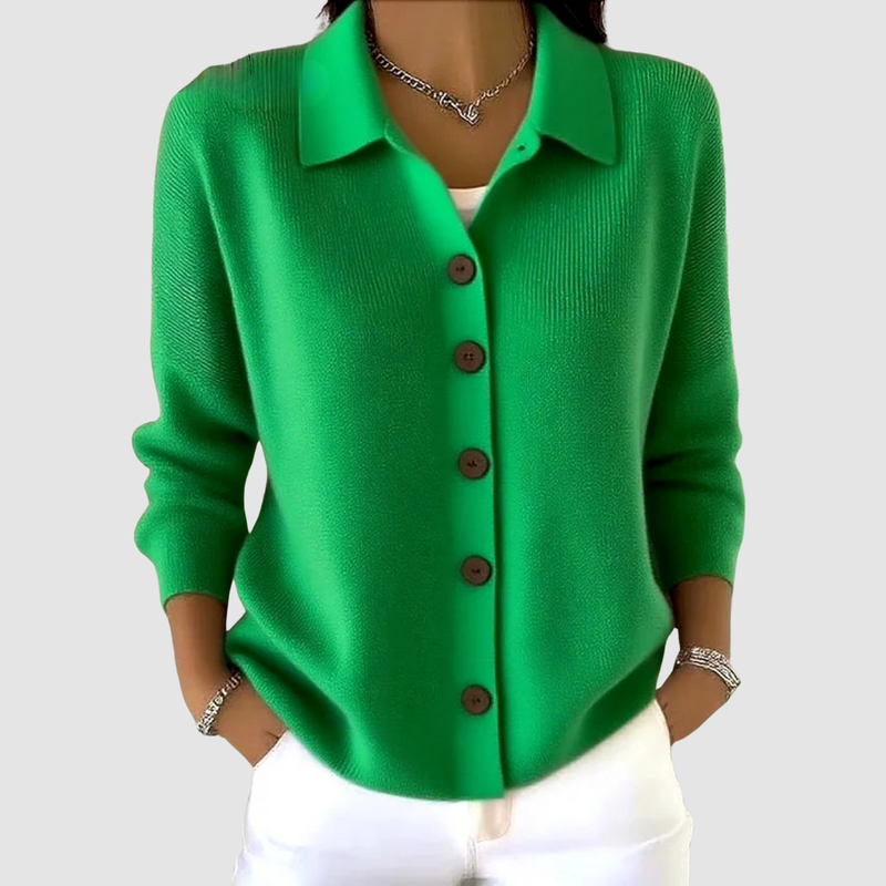 Juliette Button-Up Knit Cardigan in Orange, view 7