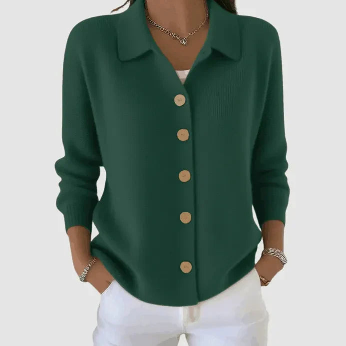 Juliette Button-Up Knit Cardigan in Orange, view 8