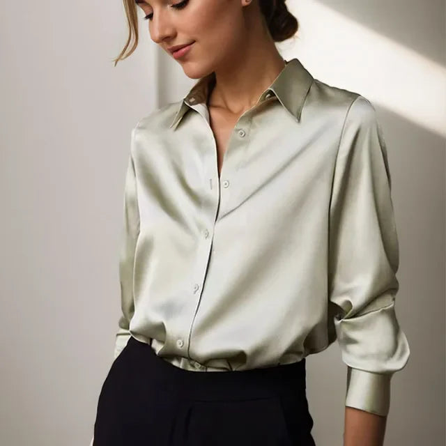 Valentine Button-Down Blouse in Green, view 1