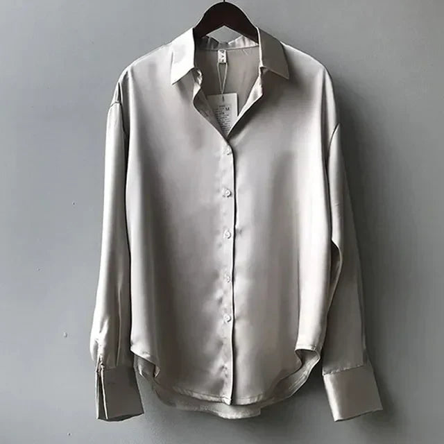 Valentine Button-Down Blouse in Green, view 3