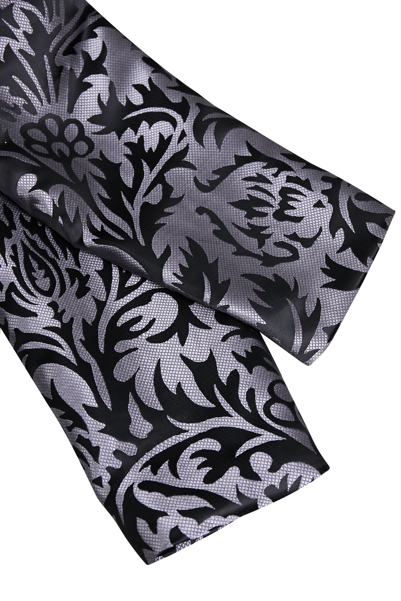 Amélie Black Jacquard Tuxedo Blazer with Satin Lapel in Black, view 5